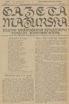 Gazeta Mazurska : pismo poświęcone sprawom Mazur ewangelickich. R.9, 1930, nr 12