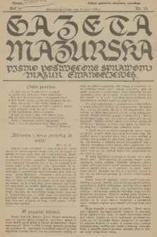 Gazeta Mazurska : pismo poświęcone sprawom Mazur ewangelickich. R.9, 1930, nr 13