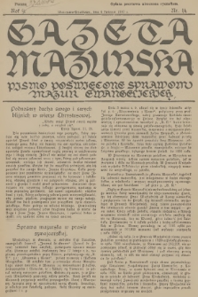Gazeta Mazurska : pismo poświęcone sprawom Mazur ewangelickich. R.9, 1930, nr 14