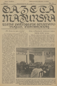 Gazeta Mazurska : pismo poświęcone sprawom Mazur ewangelickich. R.9, 1930, nr 19