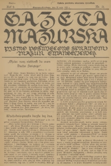 Gazeta Mazurska : pismo poświęcone sprawom Mazur ewangelickich. R.9, 1930, nr 21