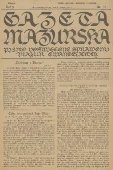Gazeta Mazurska : pismo poświęcone sprawom Mazur ewangelickich. R.9, 1930, nr 22