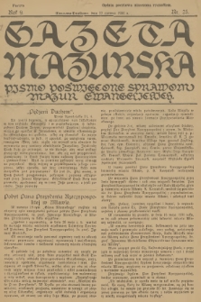 Gazeta Mazurska : pismo poświęcone sprawom Mazur ewangelickich. R.9, 1930, nr 25