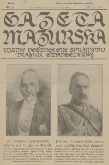 Gazeta Mazurska : pismo poświęcone sprawom Mazur ewangelickich. R.9, 1930, nr 29-30