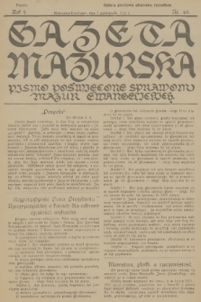 Gazeta Mazurska : pismo poświęcone sprawom Mazur ewangelickich. R.9, 1930, nr 40