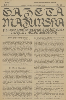 Gazeta Mazurska : pismo poświęcone sprawom Mazur ewangelickich. R.9, 1930, nr 44