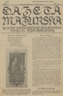 Gazeta Mazurska : pismo poświęcone sprawom Mazur ewangelickich. R.9, 1930, nr 46