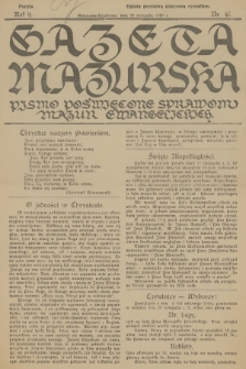 Gazeta Mazurska : pismo poświęcone sprawom Mazur ewangelickich. R.9, 1930, nr 47