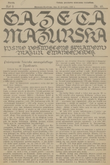 Gazeta Mazurska : pismo poświęcone sprawom Mazur ewangelickich. R.9, 1930, nr 48