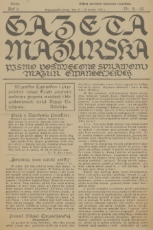 Gazeta Mazurska : pismo poświęcone sprawom Mazur ewangelickich. R.9, 1930, nr 51-52