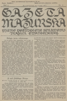 Gazeta Mazurska : pismo poświęcone sprawom Mazur ewangelickich. R.11, 1932, nr 7