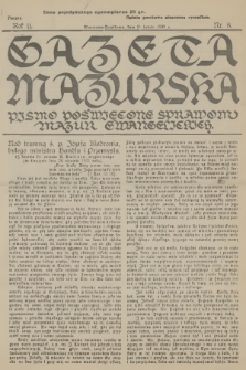 Gazeta Mazurska : pismo poświęcone sprawom Mazur ewangelickich. R.11, 1932, nr 8