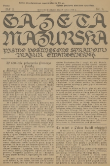 Gazeta Mazurska : pismo poświęcone sprawom Mazur ewangelickich. R.11, 1932, nr 9