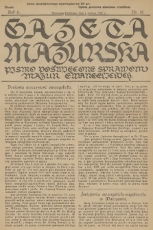 Gazeta Mazurska : pismo poświęcone sprawom Mazur ewangelickich. R.11, 1932, nr 18
