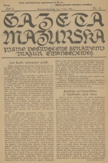 Gazeta Mazurska : pismo poświęcone sprawom Mazur ewangelickich. R.11, 1932, nr 21