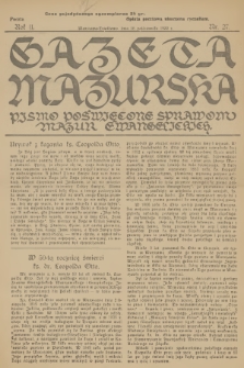 Gazeta Mazurska : pismo poświęcone sprawom Mazur ewangelickich. R.11, 1932, nr 27
