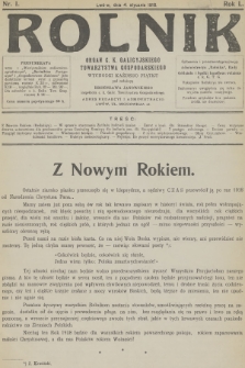 Rolnik : organ c. k. Galicyjskiego Towarzystwa Gospodarskiego. R.50, T.91, 1918, nr 1