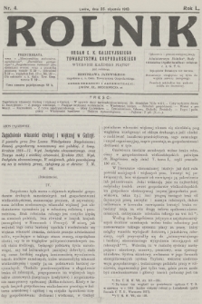 Rolnik : organ c. k. Galicyjskiego Towarzystwa Gospodarskiego. R.50, T.91, 1918, nr 4