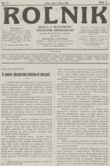 Rolnik : organ c. k. Galicyjskiego Towarzystwa Gospodarskiego. R.50, T.91, 1918, nr 5