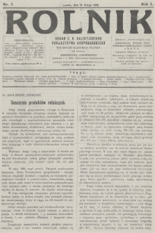 Rolnik : organ c. k. Galicyjskiego Towarzystwa Gospodarskiego. R.50, T.91, 1918, nr 7