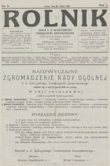 Rolnik : organ c. k. Galicyjskiego Towarzystwa Gospodarskiego. R.50, T.91, 1918, nr 8