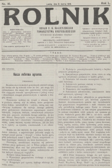 Rolnik : organ c. k. Galicyjskiego Towarzystwa Gospodarskiego. R.50, T.91, 1918, nr 10