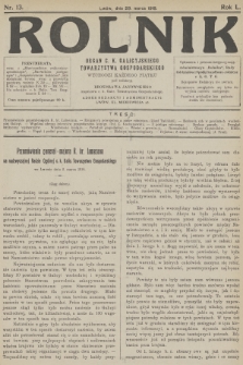 Rolnik : organ c. k. Galicyjskiego Towarzystwa Gospodarskiego. R.50, T.91, 1918, nr 13