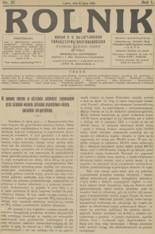 Rolnik : organ c. k. Galicyjskiego Towarzystwa Gospodarskiego. R.50, T.92, 1918, nr 27