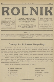 Rolnik : organ c. k. Galicyjskiego Towarzystwa Gospodarskiego. R.50, T.92, 1918, nr 32