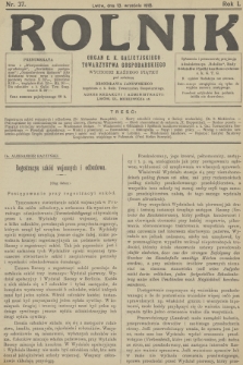 Rolnik : organ c. k. Galicyjskiego Towarzystwa Gospodarskiego. R.50, T.92, 1918, nr 37