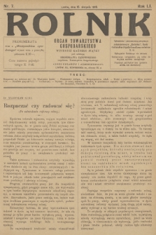 Rolnik: organ Towarzystwa Gospodarskiego. R.51, T.93, 1919, nr 7