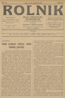 Rolnik: organ Towarzystwa Gospodarskiego. R.51, T.93, 1919, nr 15