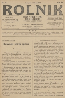 Rolnik: organ Towarzystwa Gospodarskiego. R.51, T.93, 1919, nr 19