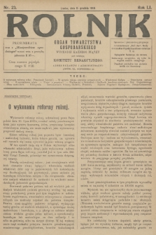 Rolnik: organ Towarzystwa Gospodarskiego. R.51, T.93, 1919, nr 23