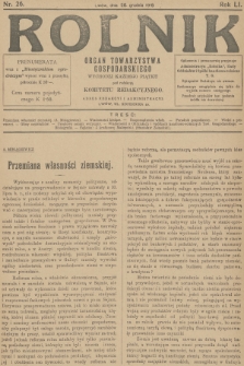 Rolnik: organ Towarzystwa Gospodarskiego. R.51, T.93, 1919, nr 26