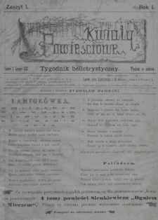 Kwiaty Powieściowe : tygodnik belletrystyczny. 1886, nr 1