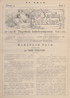 Kwiaty Powieściowe : tygodnik belletrystyczny. 1886, nr 3