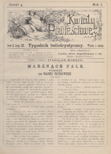 Kwiaty Powieściowe : tygodnik belletrystyczny. 1886, nr 4