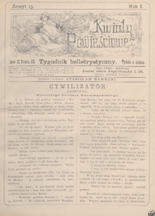 Kwiaty Powieściowe : tygodnik belletrystyczny. 1886, nr 13