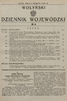 Wołyński Dziennik Wojewódzki. 1931, nr 4