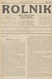 Rolnik: organ Towarzystwa Gospodarskiego. R.53, T.95, 1921, nr 26