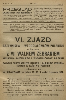 Przegląd Gazowniczy i Wodociągowy : organ Zrzeszenia Gazowników i Wodociągowców Polskich w Warszawie. R.4, 1924, nr 2