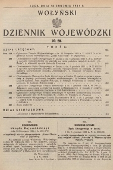 Wołyński Dziennik Wojewódzki. 1931, nr 20