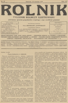 Rolnik : tygodnik rolniczy ilustrowany poświęcony sprawom gospodarstwa wiejskiego z jego wszelkimi gałęziami. R.60, 1928, nr 17