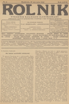 Rolnik : tygodnik rolniczy ilustrowany poświęcony sprawom gospodarstwa wiejskiego z jego wszelkimi gałęziami. R.67, 1935, nr 4