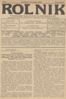 Rolnik : tygodnik rolniczy ilustrowany poświęcony sprawom gospodarstwa wiejskiego z jego wszelkimi gałęziami. R.67, 1935, nr 6