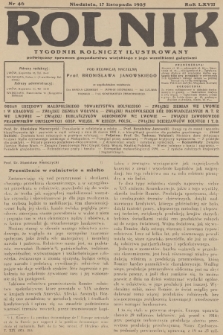 Rolnik : tygodnik rolniczy ilustrowany poświęcony sprawom gospodarstwa wiejskiego z jego wszelkimi gałęziami. R.67, 1935, nr 46