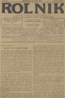 Rolnik : tygodnik rolniczy ilustrowany poświęcony sprawom gospodarstwa wiejskiego z jego wszelkimi gałęziami. R.72, 1939, nr 21