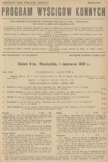 Program Wyścigów Konnych. 1952, nr 9