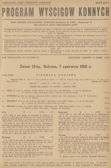 Program Wyścigów Konnych. 1952, nr 10